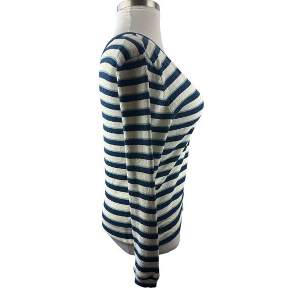 *Damaged* Veronica Beard Herbie Slit Neck Striped V-Neck Sweater Medium Flawed* - Picture 12 of 16